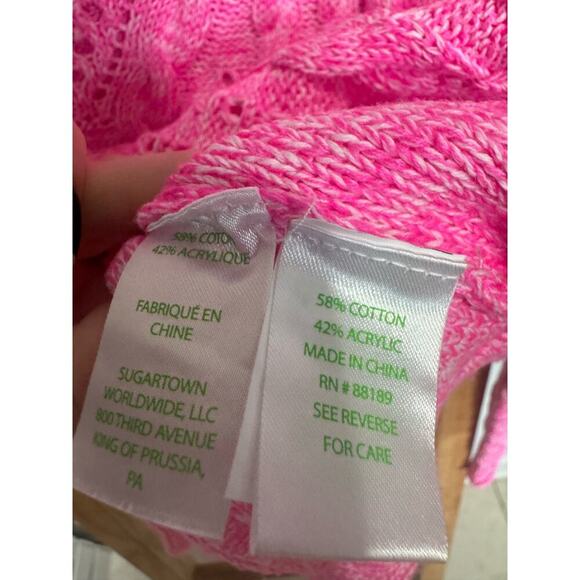 Lilly Pulitzer Maxcy Mix Stitched Cable Sweater Crochet Pullover Pink Size XS - Picture 9 of 11